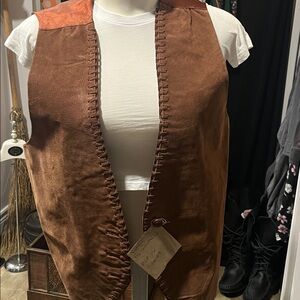 Vintage Fairweathers Suede Vest Brown Leather Boho Western Indie Sleaze Small